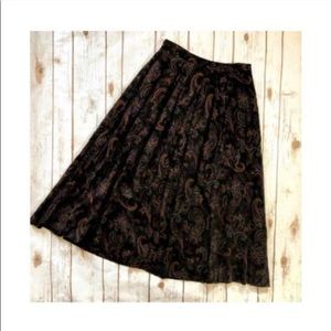 Vintage A-line dark Paisley Skirt Charter Club